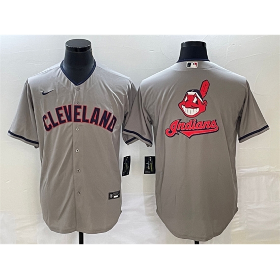 Men Cleveland Guardians Grey Team Big Logo Cool Base Stitched Jersey Men Cleveland Guardians Grey Team Big Logo Cool Base Stitched Jersey