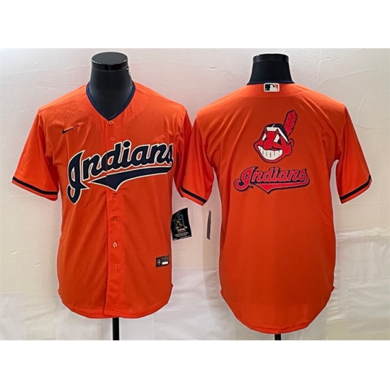 Men Cleveland Guardians Orange Team Big Logo Cool Base Stitched Jersey Men Cleveland Guardians Orange Team Big Logo Cool Base Stitched Jersey