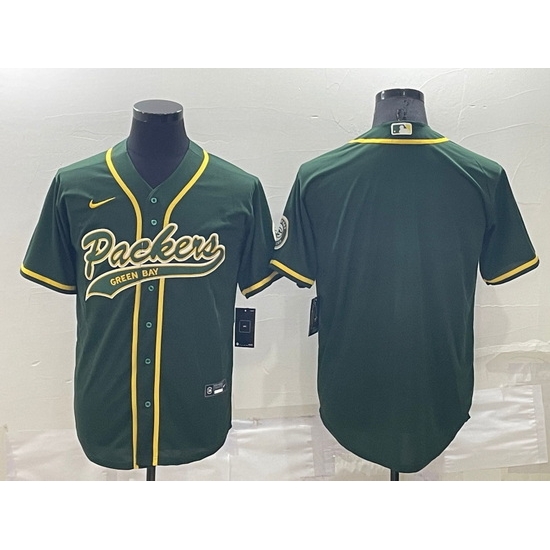 Men Green Bay Packers Blank Green Cool Base Stitched Baseball Jersey Men Green Bay Packers Blank Green Cool Base Stitched Baseball Jersey