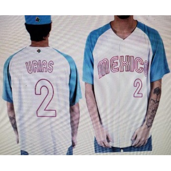 Men Mexico 2 Urias White Blue Jersey Men Mexico 2 Urias White Blue Jersey