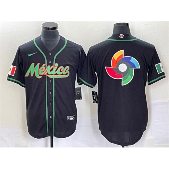 Men Mexico Baseball 2023 Black World Baseball Classic Team Big Logo Stitched Jerseys 1 Men Mexico Baseball 2023 Black World Baseball Classic Team Big Logo Stitched Jerseys 1