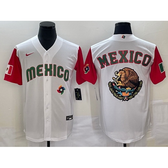 Men Mexico Baseball 2023 White Team Big Logo World Baseball Classic Stitched Jersey 1 Men Mexico Baseball 2023 White Team Big Logo World Baseball Classic Stitched Jersey 1