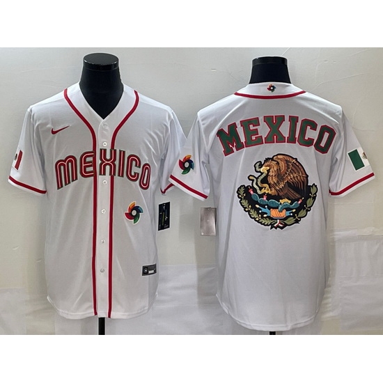 Men Mexico Baseball 2023 White Team Big Logo World Baseball Classic Stitched Jersey Men Mexico Baseball 2023 White Team Big Logo World Baseball Classic Stitched Jersey