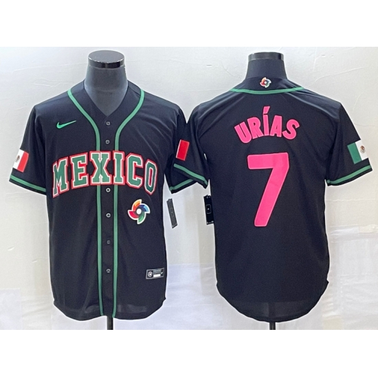 Men Mexico Baseball 7 Julio Ur EDas 2023 Black World Baseball With Patch Classic Stitched Jersey 7 Men Mexico Baseball 7 Julio Ur EDas 2023 Black World Baseball With Patch Classic Stitched Jersey 7