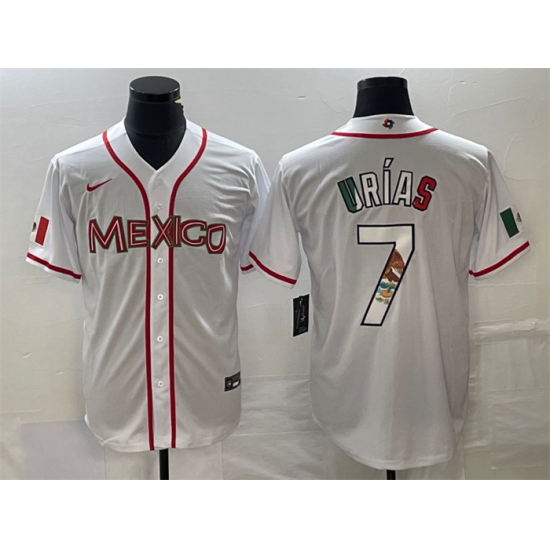 Men Mexico Baseball 7 Julio Ur EDas 2023 White World Baseball With Patch Classic Stitched Jersey 2 Men Mexico Baseball 7 Julio Ur EDas 2023 White World Baseball With Patch Classic Stitched Jersey 2