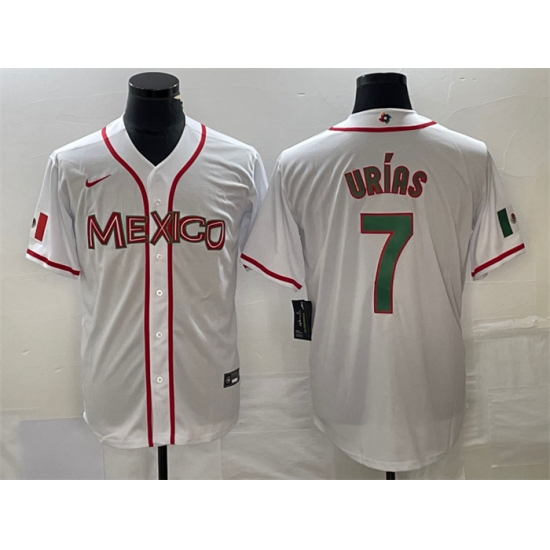 Men Mexico Baseball 7 Julio Ur EDas 2023 White World Baseball With Patch Classic Stitched Jersey 3 Men Mexico Baseball 7 Julio Ur EDas 2023 White World Baseball With Patch Classic Stitched Jersey 3
