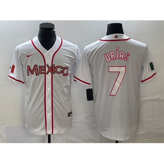 Men Mexico Baseball 7 Julio Ur EDas 2023 White World Baseball With Patch Classic Stitched Jersey Men Mexico Baseball 7 Julio Ur EDas 2023 White World Baseball With Patch Classic Stitched Jersey