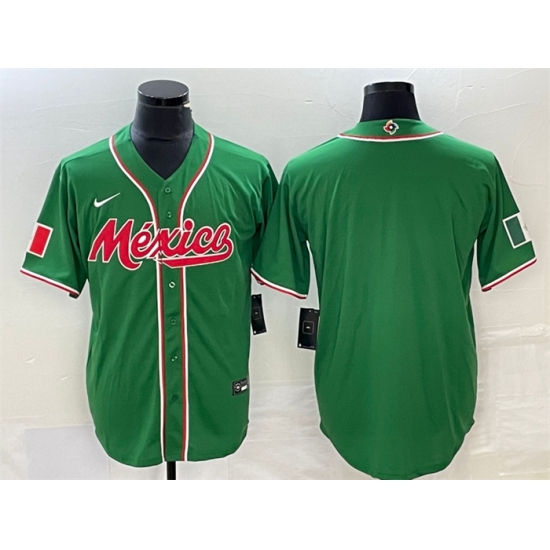 Men Mexico Baseball Blank 2023 Green World Baseball Classic Stitched Jersey 2 Men Mexico Baseball Blank 2023 Green World Baseball Classic Stitched Jersey 2