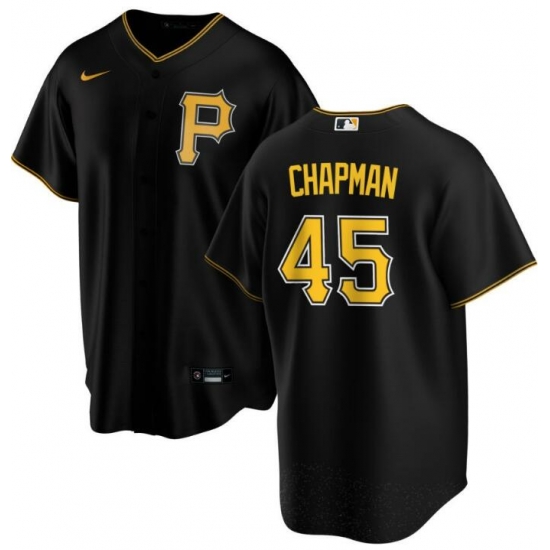 Men Pittsburgh Pirate Aroldis Chapman #45 Black Stitched Flex Base Stitched MLB jersey Men Pittsburgh Pirate Aroldis Chapman #45 Black Stitched Flex Base Stitched MLB jersey