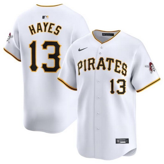 Men Pittsburgh Pirates 13 Ke 27Bryan Hayes White Home Limited Stitched Baseball Jersey Men Pittsburgh Pirates 13 Ke 27Bryan Hayes White Home Limited Stitched Baseball Jersey