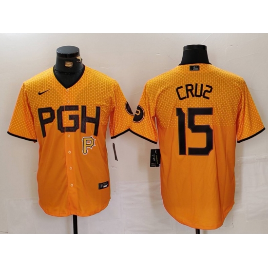 Men Pittsburgh Pirates 15 Oneil Cruz Gold City Connect Stitched Jersey 3 Men Pittsburgh Pirates 15 Oneil Cruz Gold City Connect Stitched Jersey 3