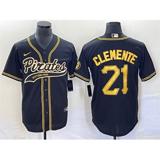 Men Pittsburgh Pirates 21 Roberto Clemente Black Cool Base Stitched Baseball Jersey Men Pittsburgh Pirates 21 Roberto Clemente Black Cool Base Stitched Baseball Jersey