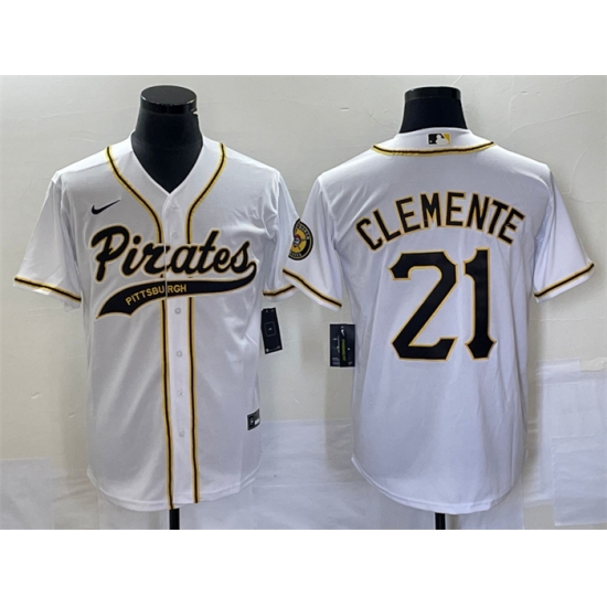 Men Pittsburgh Pirates 21 Roberto Clemente White Cool Base Stitched Baseball Jersey Men Pittsburgh Pirates 21 Roberto Clemente White Cool Base Stitched Baseball Jersey