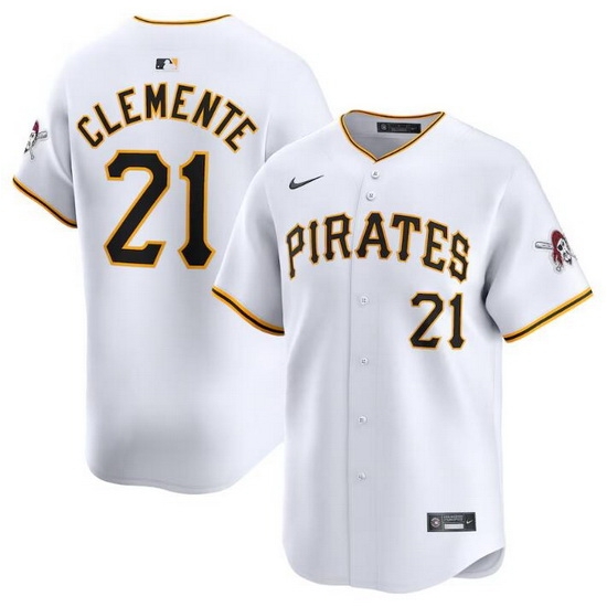 Men Pittsburgh Pirates 21 Roberto Clemente White Home Limited Stitched Baseball Jersey Men Pittsburgh Pirates 21 Roberto Clemente White Home Limited Stitched Baseball Jersey