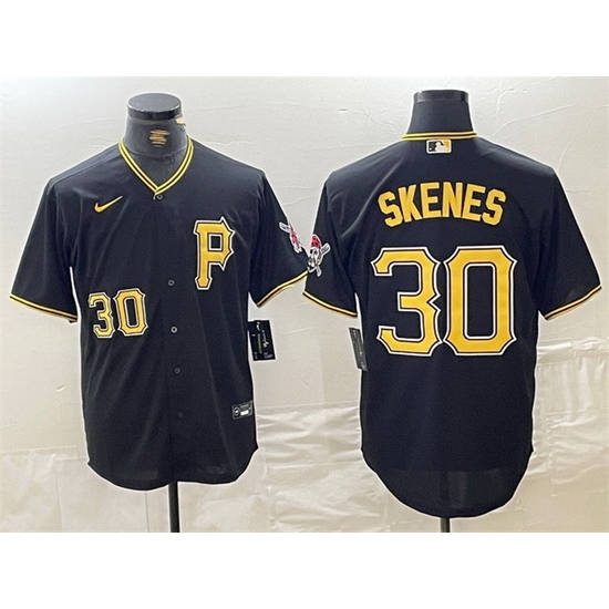 Men Pittsburgh Pirates 30 Paul Skenes Black Stitched Baseball Jersey Men Pittsburgh Pirates 30 Paul Skenes Black Stitched Baseball Jersey