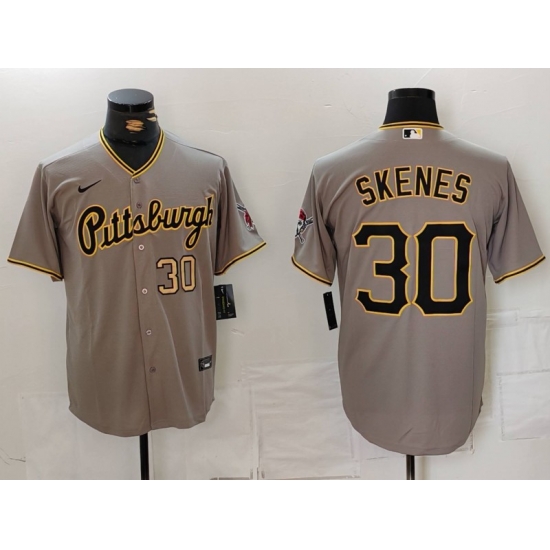 Men Pittsburgh Pirates 30 Paul Skenes Grey Stitched Baseball Jersey 2 403 Men Pittsburgh Pirates 30 Paul Skenes Grey Stitched Baseball Jersey 2 403