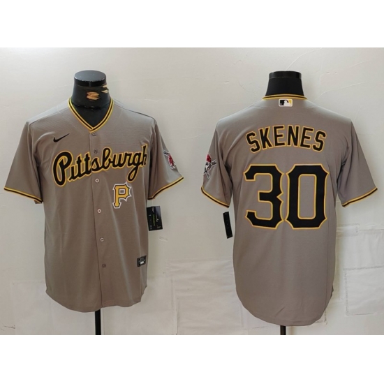 Men Pittsburgh Pirates 30 Paul Skenes Grey Stitched Baseball Jersey 555 Men Pittsburgh Pirates 30 Paul Skenes Grey Stitched Baseball Jersey 555