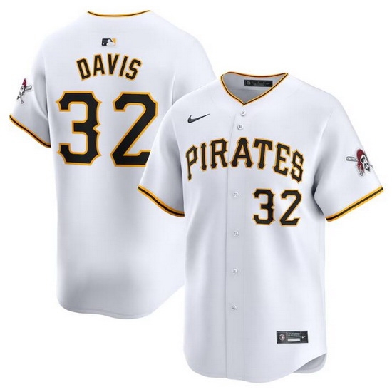 Men Pittsburgh Pirates 32 Henry Davis White Home Limited Stitched Baseball Jersey Men Pittsburgh Pirates 32 Henry Davis White Home Limited Stitched Baseball Jersey