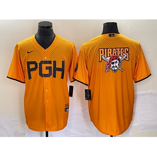 Men Pittsburgh Pirates Gold 2023 City Connect Team Big Logo Stitched Jersey Men Pittsburgh Pirates Gold 2023 City Connect Team Big Logo Stitched Jersey