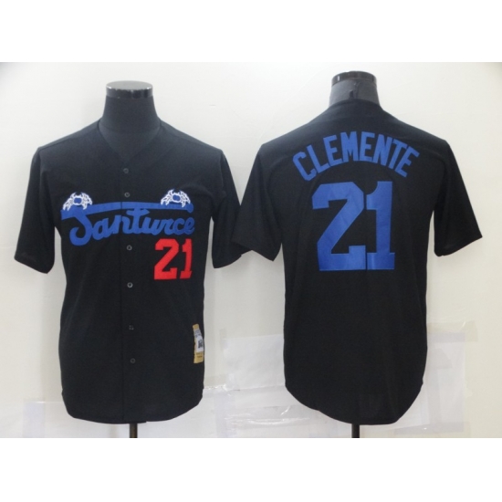 Men Santwice 21 Film Roberto Clemente Black Base Ball Jersey Men Santwice 21 Film Roberto Clemente Black Base Ball Jersey