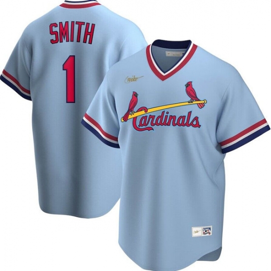 Men St Louis Cardinals 1 Ozzie Smith Light Blue Stitched Baseball Jersey Men St Louis Cardinals 1 Ozzie Smith Light Blue Stitched Baseball Jersey