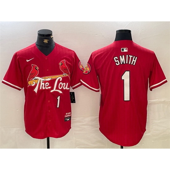 Men St Louis Cardinals 1 Ozzie Smith Red 2024 City Connect Limited Stitched Baseball Jersey Men St Louis Cardinals 1 Ozzie Smith Red 2024 City Connect Limited Stitched Baseball Jersey