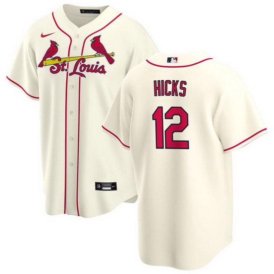 Men St Louis Cardinals 12 Jordan Hicks Cream Cool Base Stitched Jersey Men St Louis Cardinals 12 Jordan Hicks Cream Cool Base Stitched Jersey