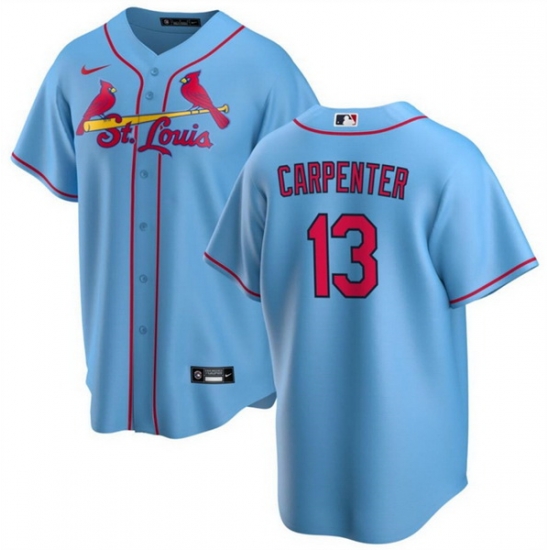 Men St Louis Cardinals 13 Matt Carpenter Blue Cool Base Stitched Jersey Men St Louis Cardinals 13 Matt Carpenter Blue Cool Base Stitched Jersey
