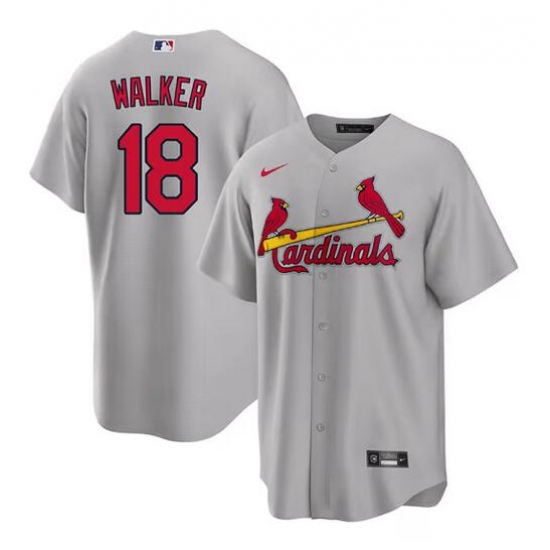Men St Louis Cardinals 18 Jordan Walker Grey Cool Base Stitched Baseball Jersey Men St Louis Cardinals 18 Jordan Walker Grey Cool Base Stitched Baseball Jersey