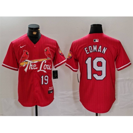 Men St Louis Cardinals 19 Tommy Edman Red 2024 City Connect Stitched Baseball Jersey Men St Louis Cardinals 19 Tommy Edman Red 2024 City Connect Stitched Baseball Jersey