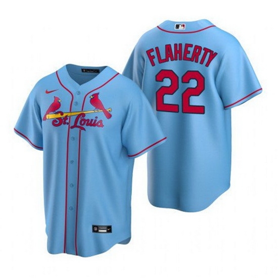 Men St Louis Cardinals 22 Jack Flaherty Blue Cool Base Stitched Jersey Men St Louis Cardinals 22 Jack Flaherty Blue Cool Base Stitched Jersey