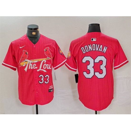 Men St Louis Cardinals 33 Brendan Donovan Red 2024 City Connect Stitched Baseball Jersey Men St Louis Cardinals 33 Brendan Donovan Red 2024 City Connect Stitched Baseball Jersey