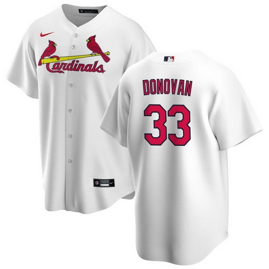 Men St Louis Cardinals 33 Brendan Donovan White Cool Base Stitched Jersey Men St Louis Cardinals 33 Brendan Donovan White Cool Base Stitched Jersey