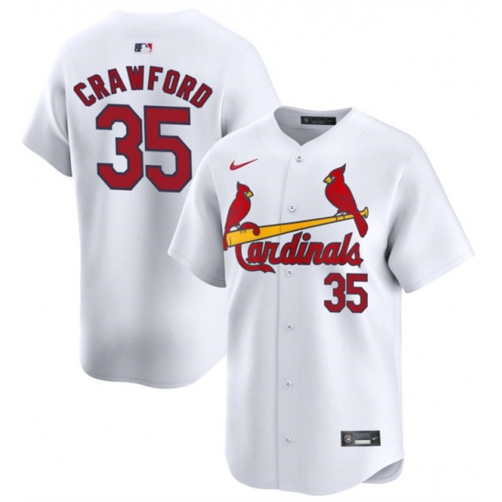 Men St Louis Cardinals 35 Brandon Crawford White Home Limited Stitched Baseball Jersey Men St Louis Cardinals 35 Brandon Crawford White Home Limited Stitched Baseball Jersey