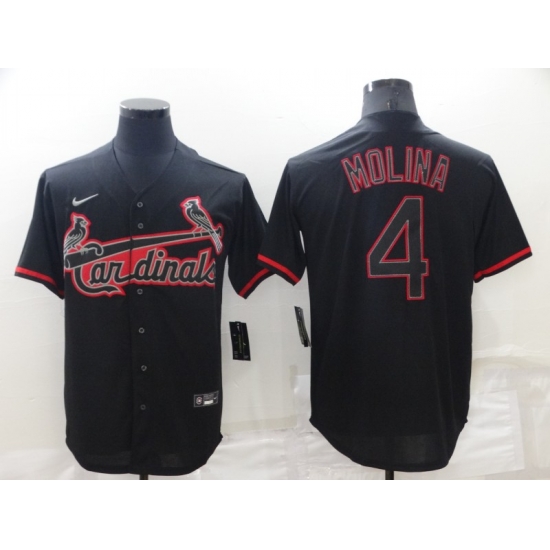 Men St Louis Cardinals 4 Yadier Molina Black Shadow Cool Base Stitched Jerse Men St Louis Cardinals 4 Yadier Molina Black Shadow Cool Base Stitched Jerse