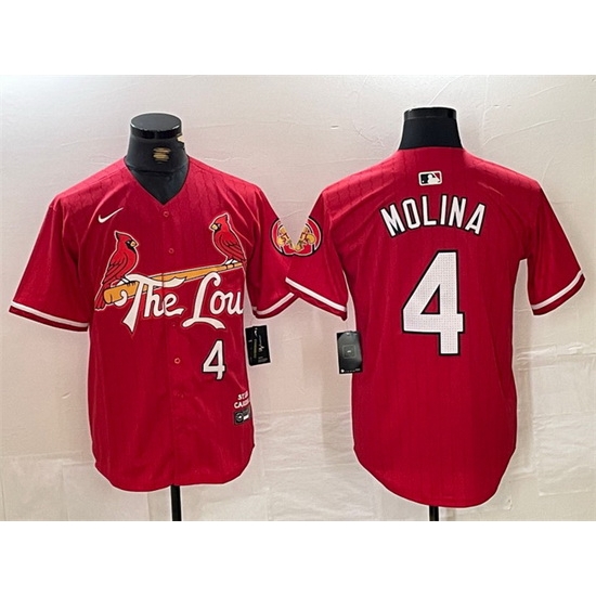 Men St Louis Cardinals 4 Yadier Molina Red 2024 City Connect Limited Stitched Baseball Jersey Men St Louis Cardinals 4 Yadier Molina Red 2024 City Connect Limited Stitched Baseball Jersey