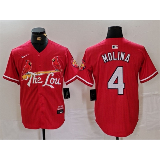 Men St Louis Cardinals 4 Yadier Molina Red 2024 City Connect Stitched Baseball Jersey Men St Louis Cardinals 4 Yadier Molina Red 2024 City Connect Stitched Baseball Jersey