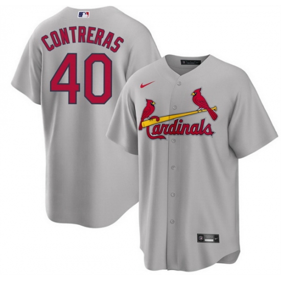 Men St Louis Cardinals 40 Willson Contreras Grey Cool Base Stitched Jersey Men St Louis Cardinals 40 Willson Contreras Grey Cool Base Stitched Jersey