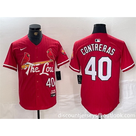 Men St Louis Cardinals 40 Willson Contreras Red 2024 City Connect Stitched Baseball Jersey Men St Louis Cardinals 40 Willson Contreras Red 2024 City Connect Stitched Baseball Jersey