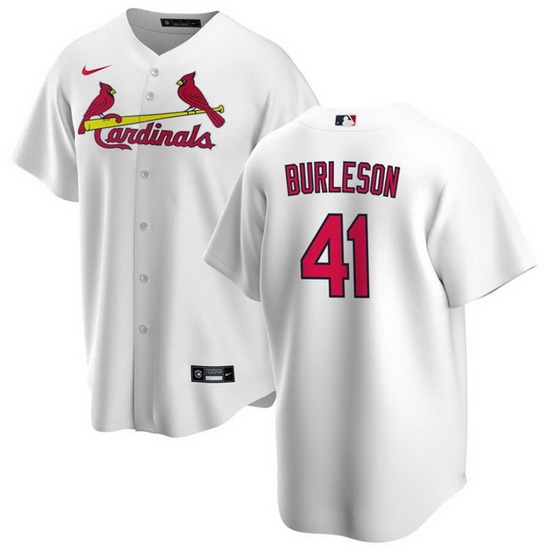 Men St Louis Cardinals 41 Alec Burleson White Cool Base Stitched Jersey Men St Louis Cardinals 41 Alec Burleson White Cool Base Stitched Jersey