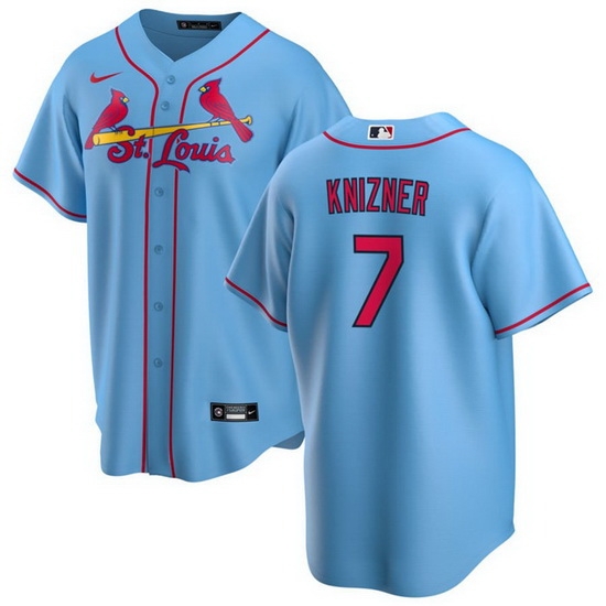 Men St Louis Cardinals 7 Andrew Knizner Blue Cool Base Stitched Jersey Men St Louis Cardinals 7 Andrew Knizner Blue Cool Base Stitched Jersey