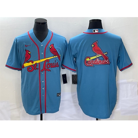 Men St Louis Cardinals Blue Big Team Logo In Back Cool Base Stitched Jersey Men St Louis Cardinals Blue Big Team Logo In Back Cool Base Stitched Jersey
