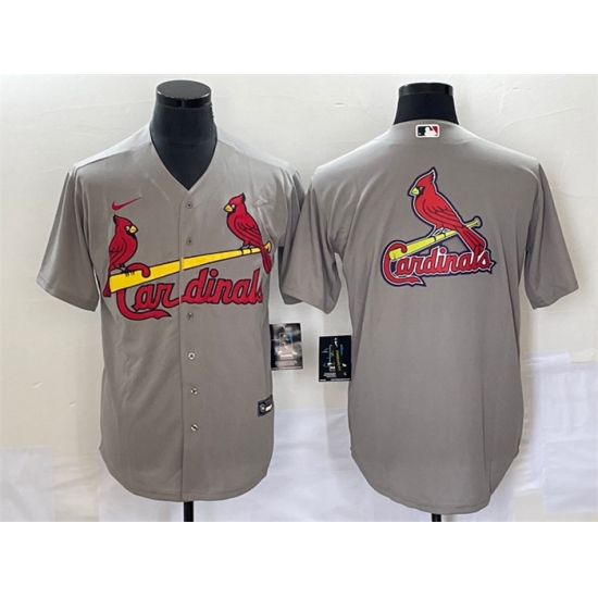 Men St Louis Cardinals Grey Big Team Logo In Back Cool Base Stitched Jersey Men St Louis Cardinals Grey Big Team Logo In Back Cool Base Stitched Jersey
