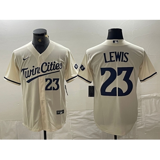 Men Twins 23 Lewis Cream Nike Cool Base Men Jersey Men Twins 23 Lewis Cream Nike Cool Base Men Jersey