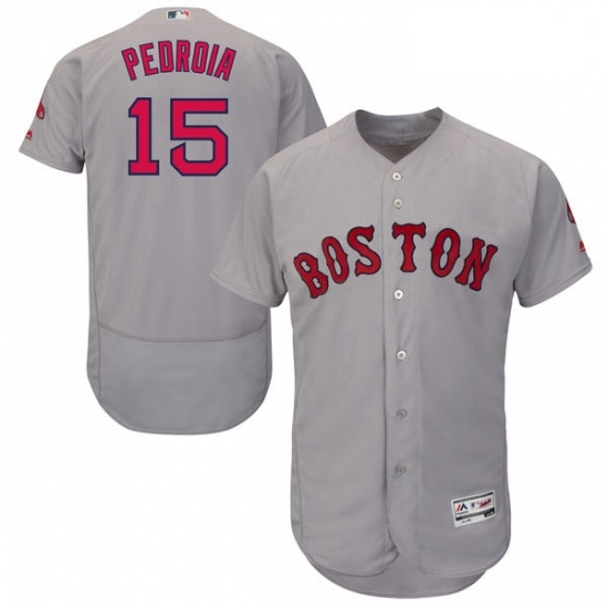 Mens Majestic Boston Red Sox 15 Dustin Pedroia Grey Road Flex Base Authentic Collection MLB Jersey Mens Majestic Boston Red Sox 15 Dustin Pedroia Grey Road Flex Base Authentic Collection MLB Jersey