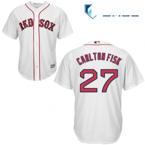 Mens Majestic Boston Red Sox 27 Carlton Fisk Replica White Home Cool Base MLB Jersey Mens Majestic Boston Red Sox 27 Carlton Fisk Replica White Home Cool Base MLB Jersey