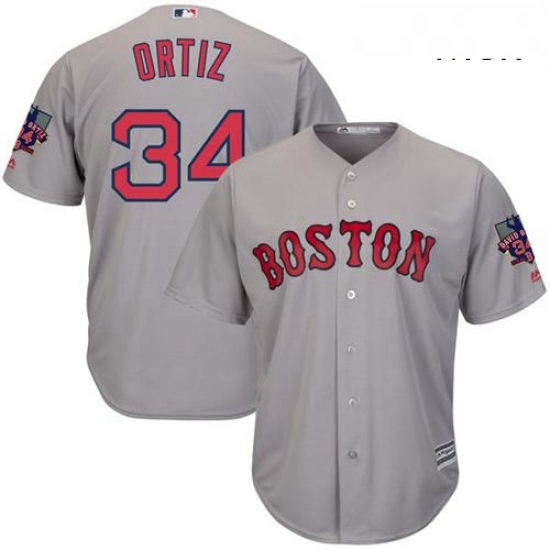 Mens Majestic Boston Red Sox 34 David Ortiz Replica Grey Road Retirement Patch Cool Base MLB Jersey Mens Majestic Boston Red Sox 34 David Ortiz Replica Grey Road Retirement Patch Cool Base MLB Jersey