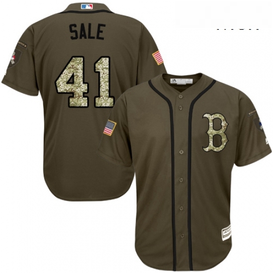 Mens Majestic Boston Red Sox 41 Chris Sale Replica Green Salute to Service MLB Jersey Mens Majestic Boston Red Sox 41 Chris Sale Replica Green Salute to Service MLB Jersey