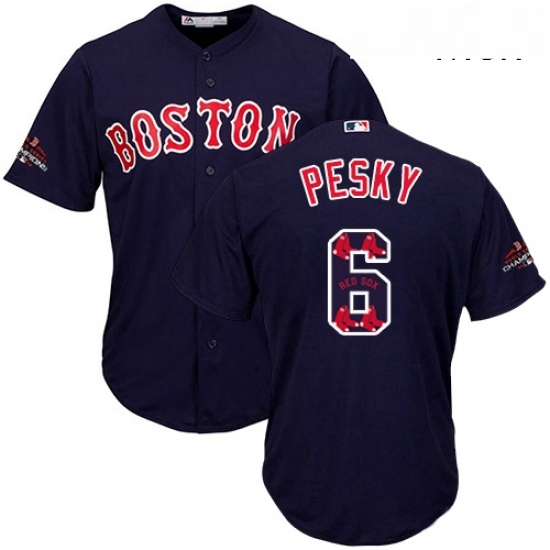 Mens Majestic Boston Red Sox 6 Johnny Pesky Authentic Navy Blue Team Logo Fashion Cool Base 2018 World Series Champions MLB Jersey Mens Majestic Boston Red Sox 6 Johnny Pesky Authentic Navy Blue Team Logo Fashion Cool Base 2018 World Series Champions MLB Jersey