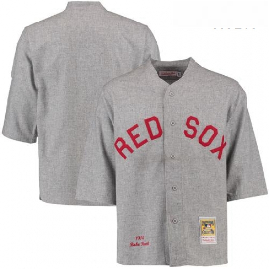 Mens Mitchell and Ness 1914 Boston Red Sox 3 Babe Ruth Authentic Grey Throwback MLB Jersey Mens Mitchell and Ness 1914 Boston Red Sox 3 Babe Ruth Authentic Grey Throwback MLB Jersey